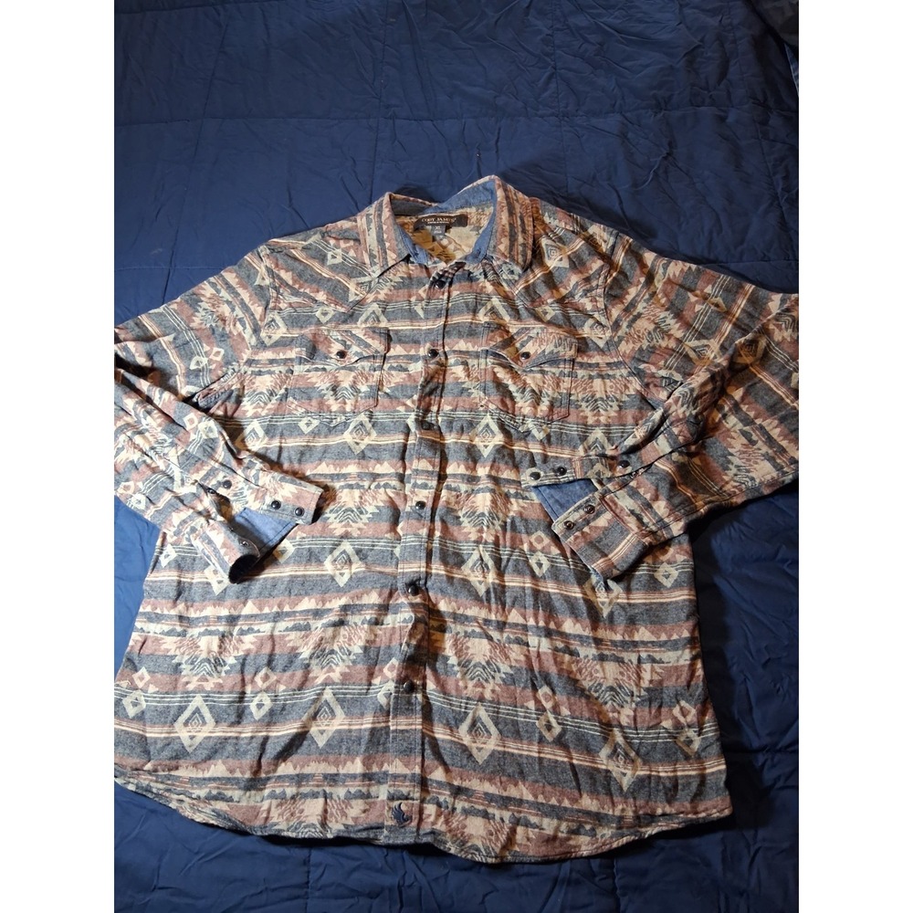 Cody James Pearl Snap Western Shirt Men's Size XL Plaid Cowboy Rodeo Aztec Print